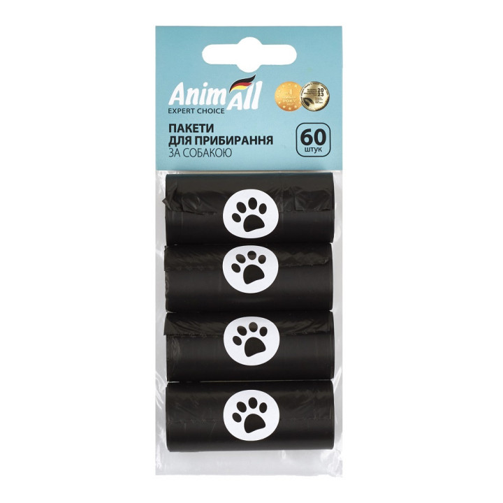 ТМ AnimAll Змінні пакети 4 рулони по 15  штук чорні