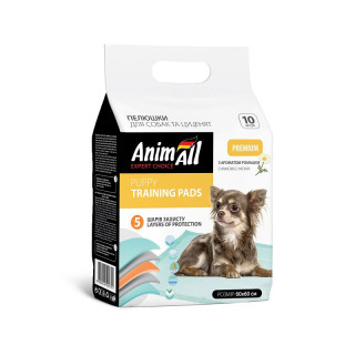 Пелюшки AnimAll Puppy Training Pads для собак і цуценят, з ароматом ромашки, 60×60 см, 10 шт