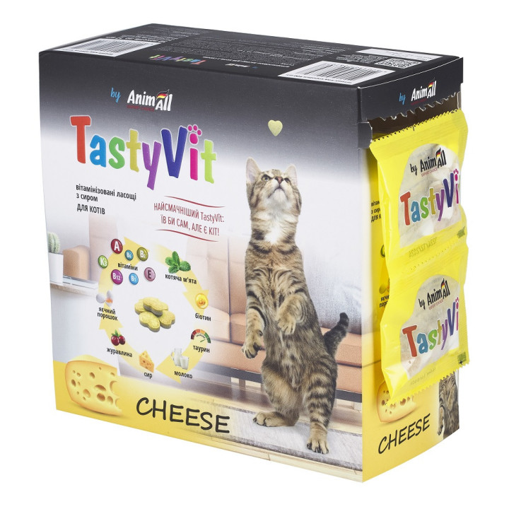 Вітаміни для котів AnimAll TastyVit з сиром купити | ZooOpt