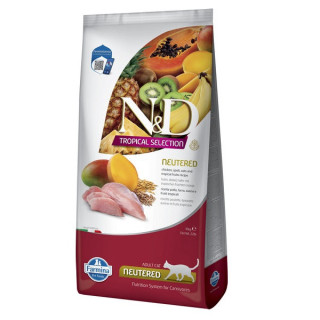 Сухий низькозерновий корм Farmina N&D TROPICAL SELECTION для стерилізованих дорослих котів, курка з тропічними фруктами, 10 кг