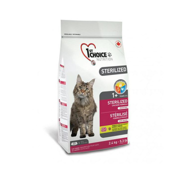 1st Choice Sterilized беззерновий корм для котів 2.4 кг | zooopt.net