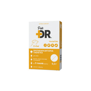 УльтраТріо DR.Pets для собак 2-4 кг: таблетки 3-в-1 від бліх, кліщів та глистів