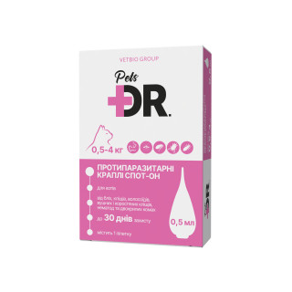 ДокторПетс (Dr.Pets) краплі спот-он для Котів до 4 кг від бліх, кліщів та глистів