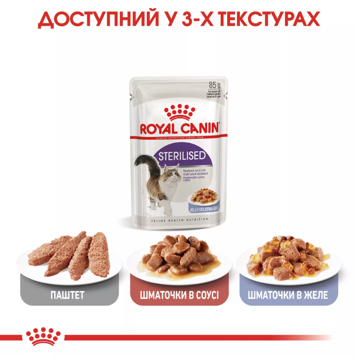 ROYAL CANIN STERILISED IN JELLY 0.085 кг - Вологий корм для стерилізованих котів | ZooOpt.net