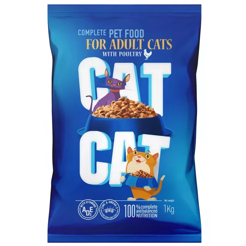 Птиця 1 кг | Сat Cat | корм для дорослих котів з м'ясом птиці