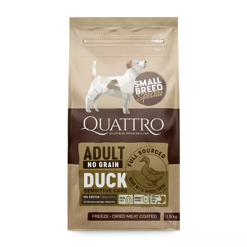 Adult Duck Small Breed 7 кг | Quattro | корм для дорослих собак дрібних порід з качкою