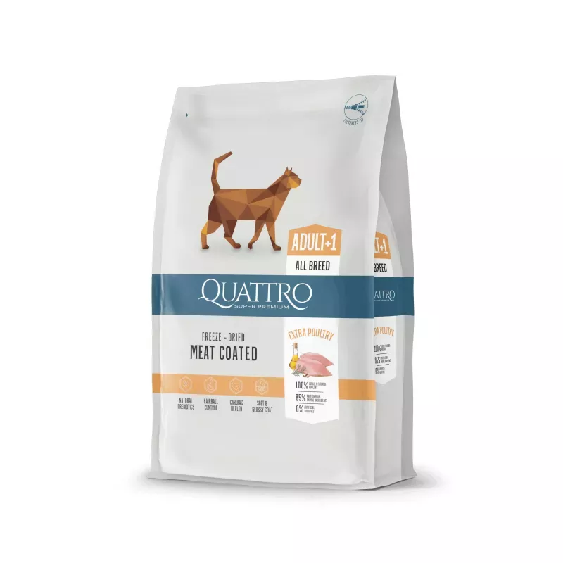 Cat Adult 1,5 кг | Quattro | корм для дорослих котів від 1 року з м'ясом птиці