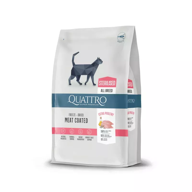 Cat Sterilized 1,5 кг | Quattro | корм для стерилізованих котів з м'ясом птиці