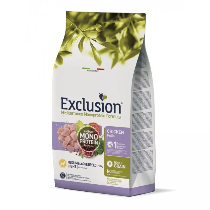 Exclusion Light Chicken Medium&Large Breed 12 кг | Корм для собак з надмірною вагою середніх та великих порід з куркою