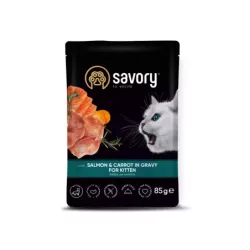 Пауч SAVORY для Кошенят з Лососем та Морквою у Соусі, 85г,