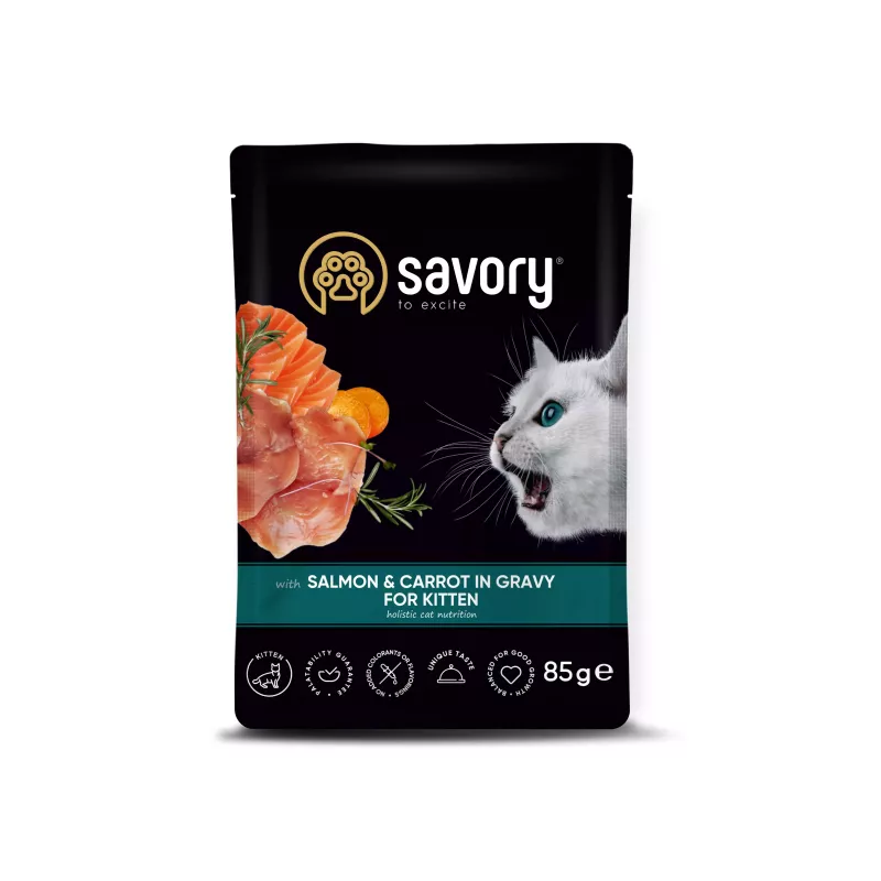 Пауч SAVORY для Кошенят з Лососем та Морквою у Соусі, 85г,