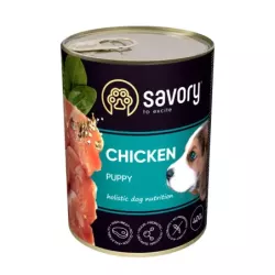 Корм SAVORY вологий повнораціонний для цуценят усіх порід з куркою 400г