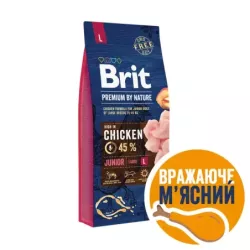 Корм Brit Premium сухий для цуценят великих порід вагою 25-45кг Бріт Преміум Дог Джуніор L з куркою до 24 місяців 15кг