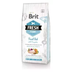 Корм Brit Fresh сухий для дорослих собак великих порід для м'язів та суглобів Бріт Фреш Едалт Лардж з рибою та гарбузом 12кг