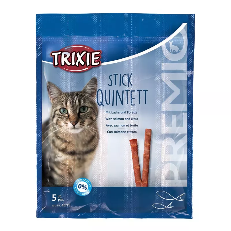 Ласощі Trixie для котів Тріксі Преміо "Quadro-Sticks" палички лосось/форель 5г 5шт/упак