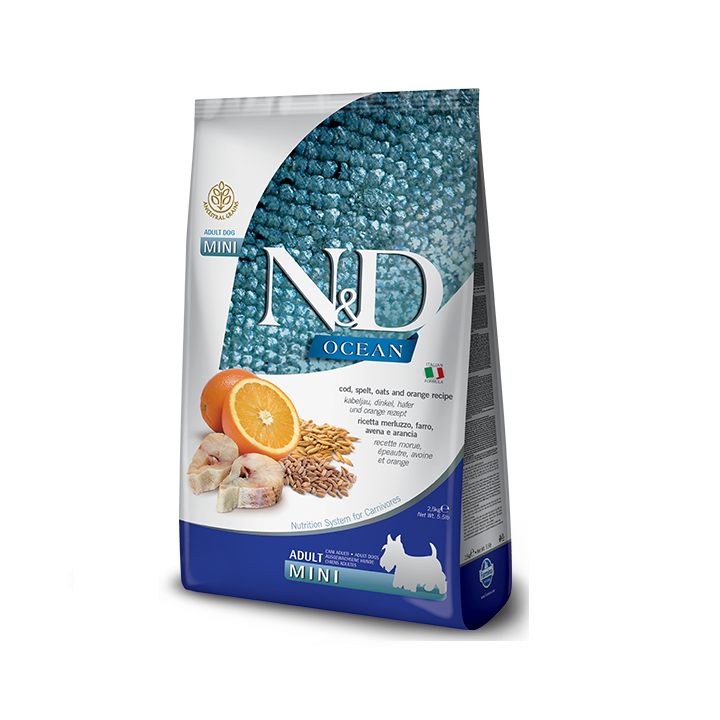 Farmina N&D Ocean Тріска 7кг низькозерновий корм для собак | zooopt