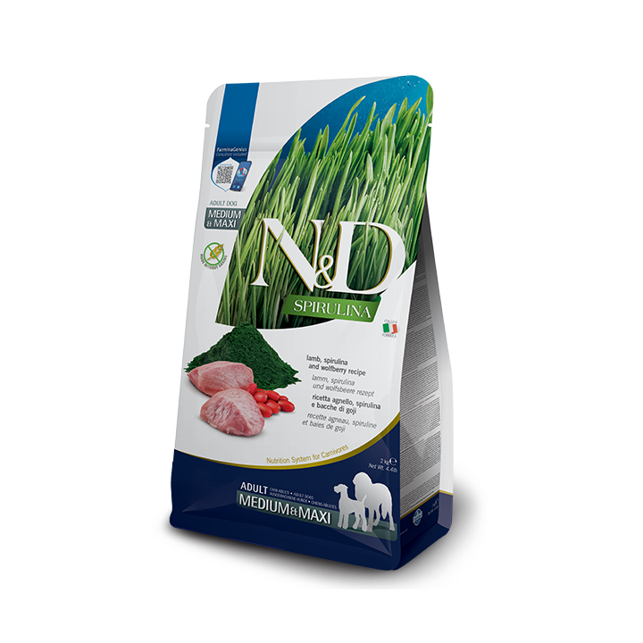 Farmina N&D Spirulina Ягня 7кг корм для активних собак | zooopt