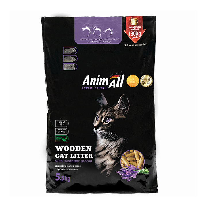 Деревний наповнювач AnimAll Лаванда 5.3 кг - купити для котів