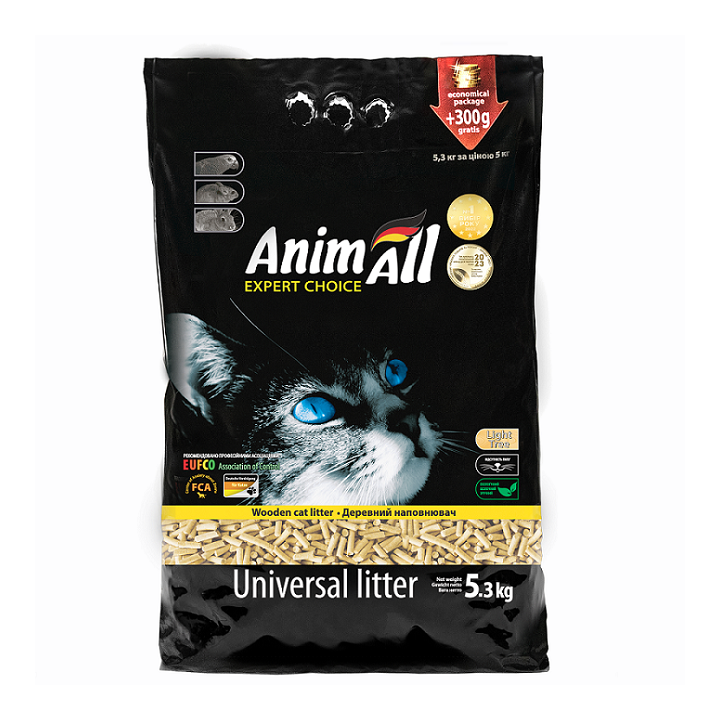 Деревний наповнювач AnimAll 5.3 кг | Купити для котів ZooOpt