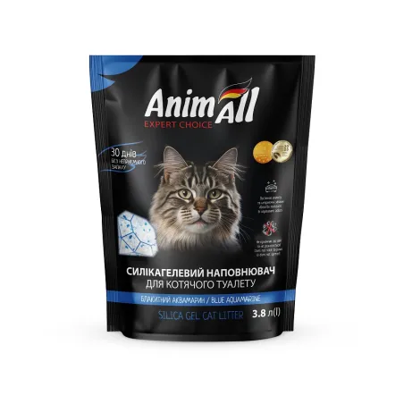 Силікагелевий наповнювач AnimAll Кристали аквамарину для котів, 3.8 л (1.6 кг)