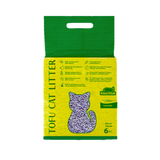 Наполнитель Хвостик тофу с ароматом лаванды, 6 литров