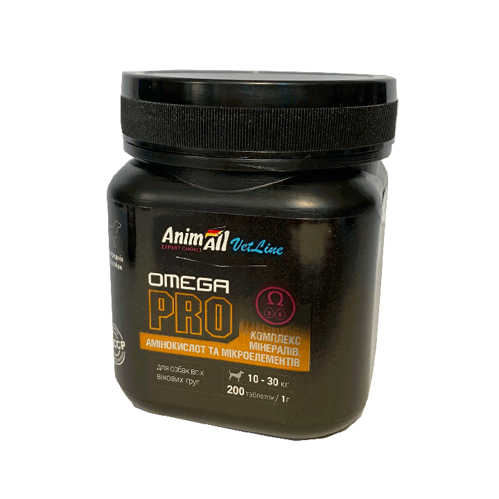 Вітаміни AnimAll Omega PRO для середніх собак (200 табл) | ZooOpt