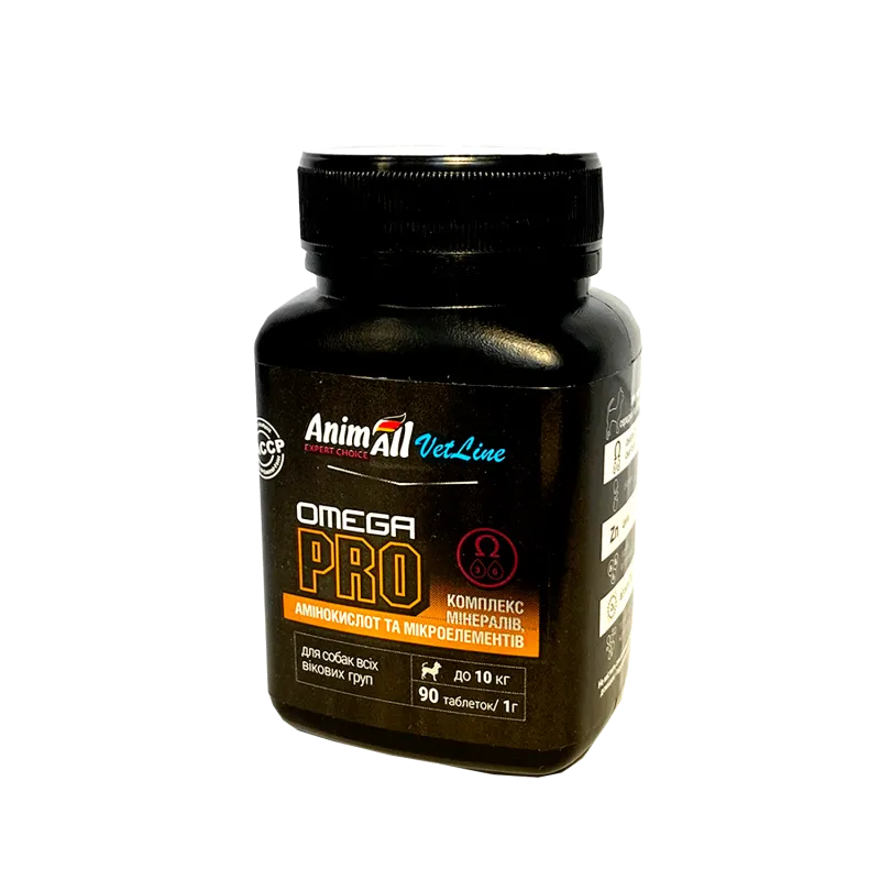 Вітаміни AnimAll VetLine Omega PRO для малих порід собак 90 табл по 1 г