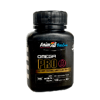 Вітаміни AnimAll Omega Cat PRO для котів 100 табл | Для шерсті