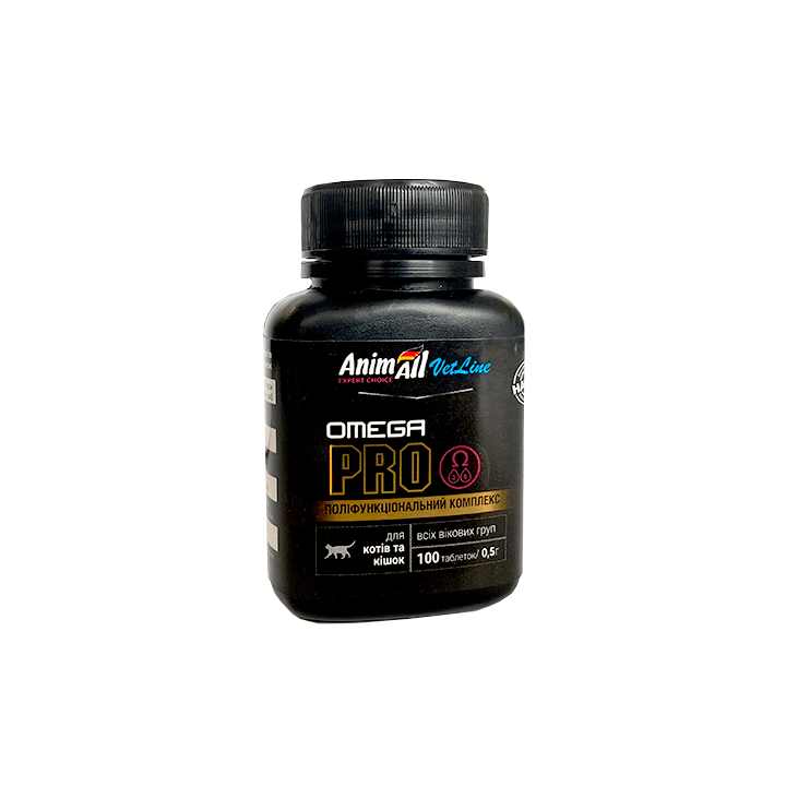 Вітаміни AnimAll Omega Cat PRO для котів 100 табл | Для шерсті