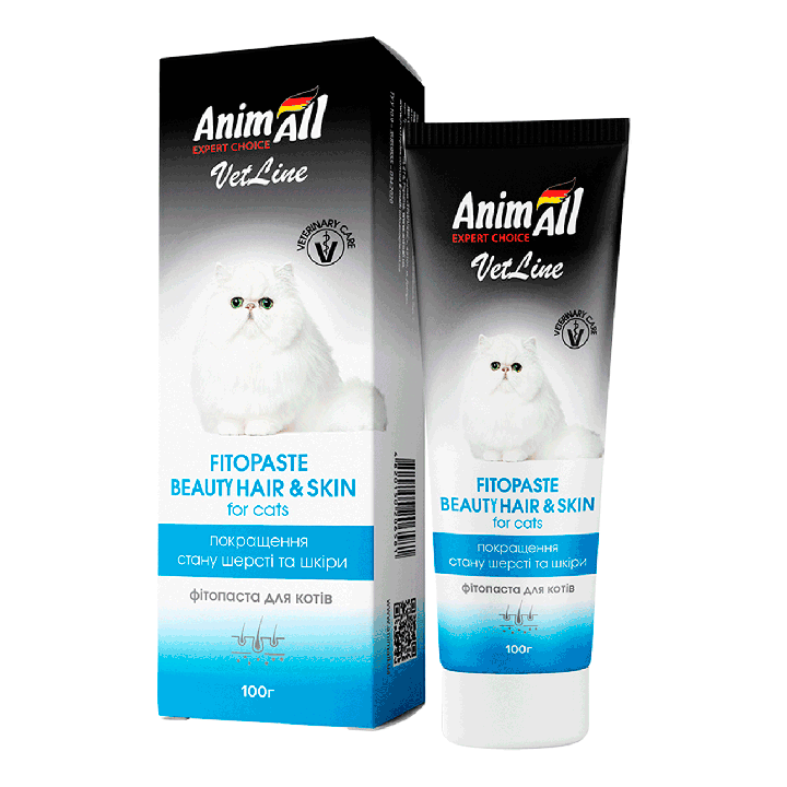 Фітопаста AnimAll VetLine Hair&Skin для котів 100 г - ZooOpt