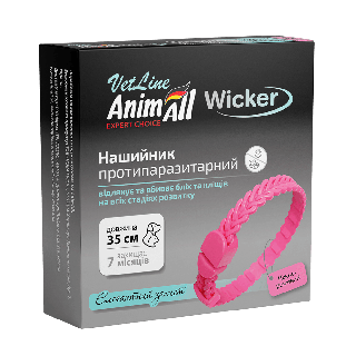 Нашийник AnimAll Wicker від бліх/кліщів 35 см (Ніжно-рожевий)