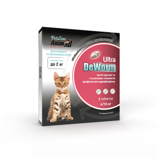 Таблетки від глистів DeWorm Ultra для котів до 2кг (2 шт) | AnimAll