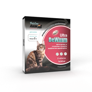 АнимАлл ВетЛайн ДеВорм Ультра для кошек свыше 2 кг, 2 таб
