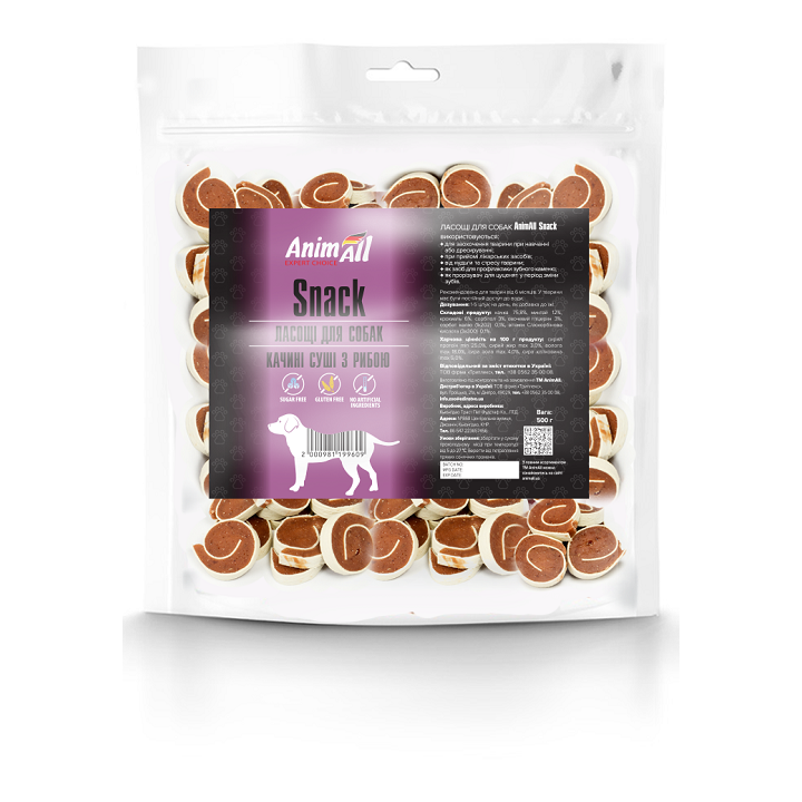 Ласощі AnimAll Snack качині суші з рибою 500 г - купити