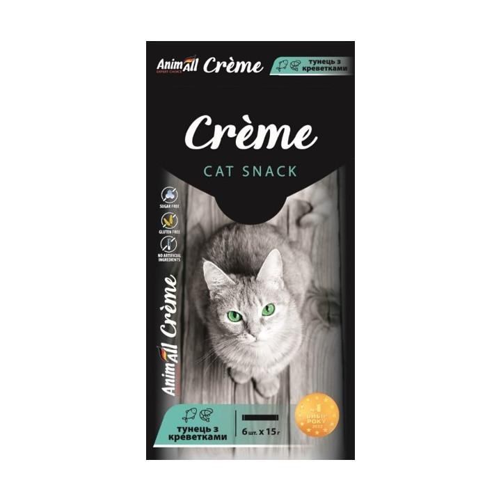 Крем-ласощі AnimAll Creme Тунець-Креветка для котів 90г | ZooOpt