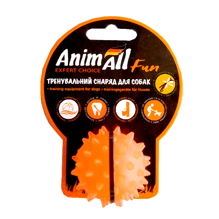 Іграшка м'яч-каштан AnimAll Fun для собак 5см помаранчевий