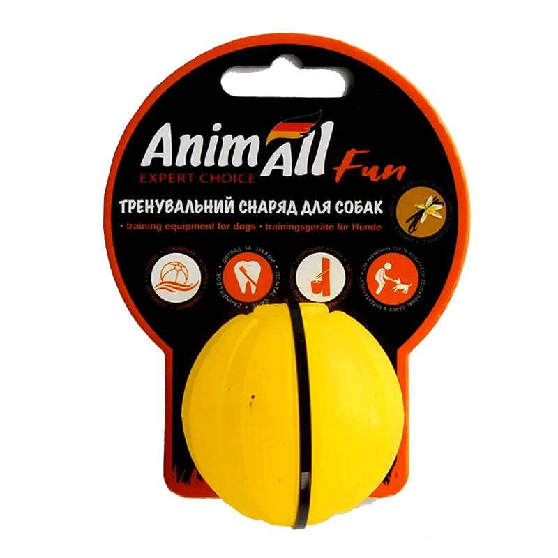 Іграшка AnimAll Fun тренувальний м'яч для собак, 5 см, жовтий