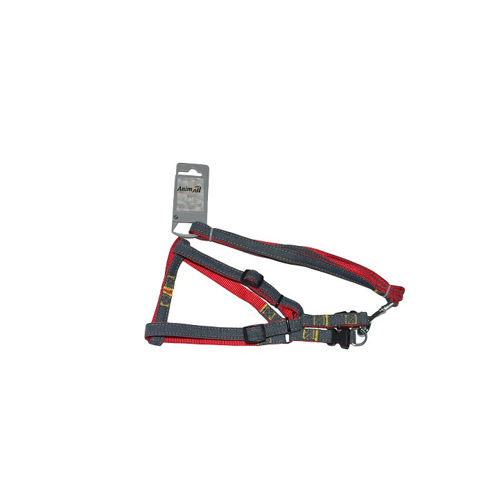 Набір шлея та повідець AnimAll Denim червоний | Купити для собак