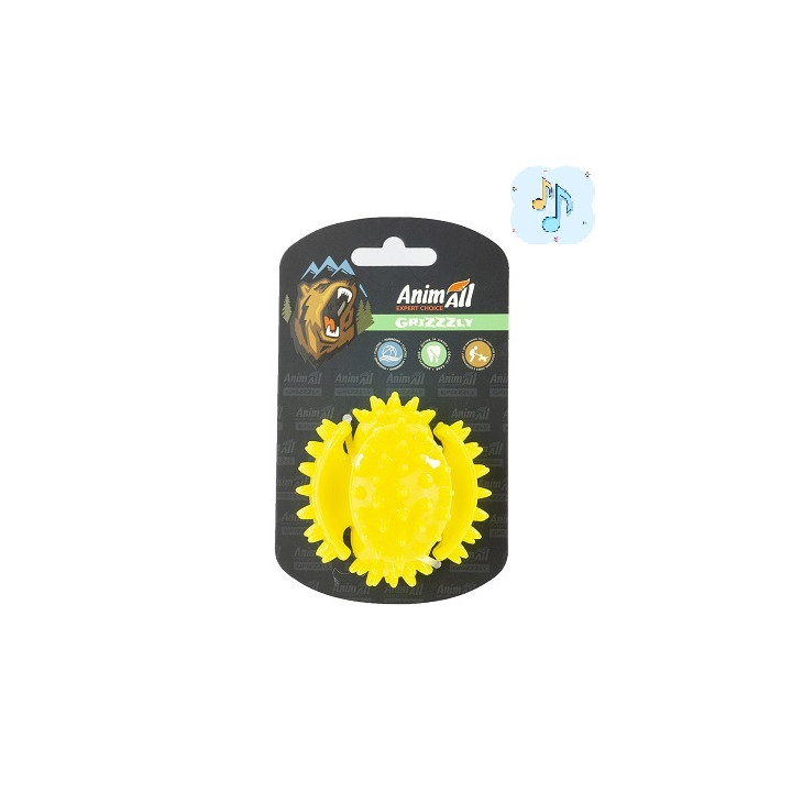 М'яч для собак AnimAll GrizZzly 7.5 см з пищалкою - купити жовтий
