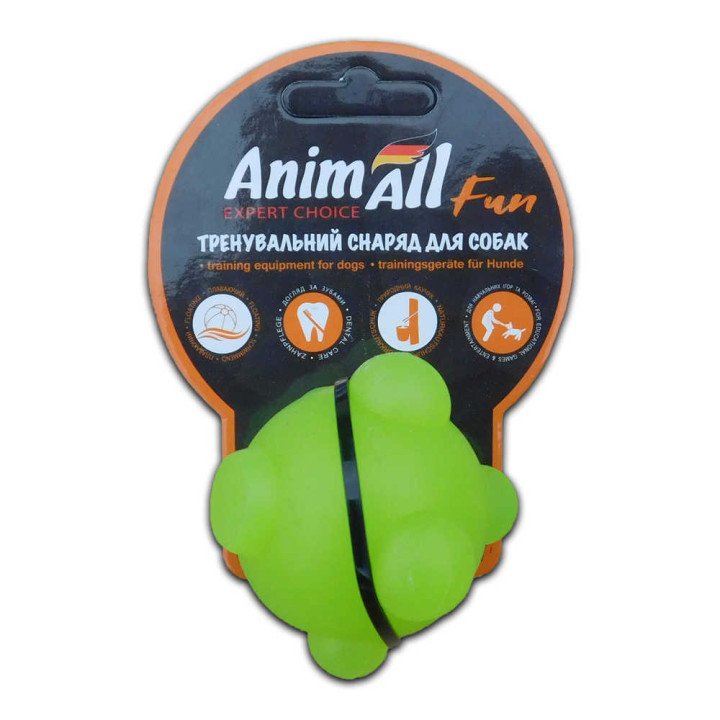 Іграшка AnimAll Fun Куля Молекула 5 см жовта | для собак, каучук