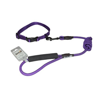 Комплект нашийник з повідцем AnimAll S фіолетовий | ZooOpt