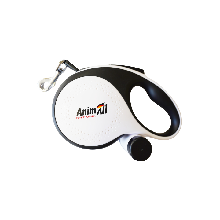 Рулетка-повідець AnimAll M з диспенсером (до 30 кг, 5 м) | Біла