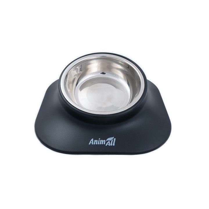 Миска AnimAll металева на підставці 420 мл чорна | Купити