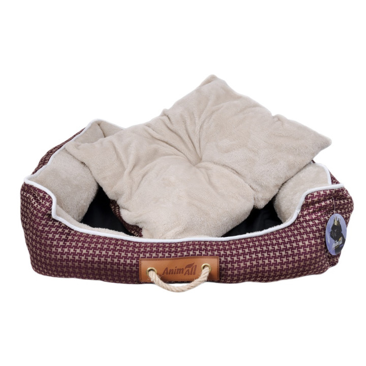 Лежак для собак AnimAll Nena Star XL (84x66см) бордовий | Купити