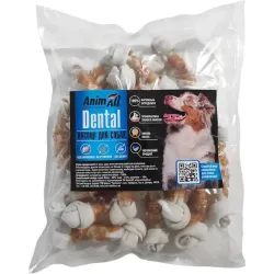 Ласощі AnimAll Dental кістка баварська вузлова з м'ясом курки, 8-10 см, 20 шт для собак