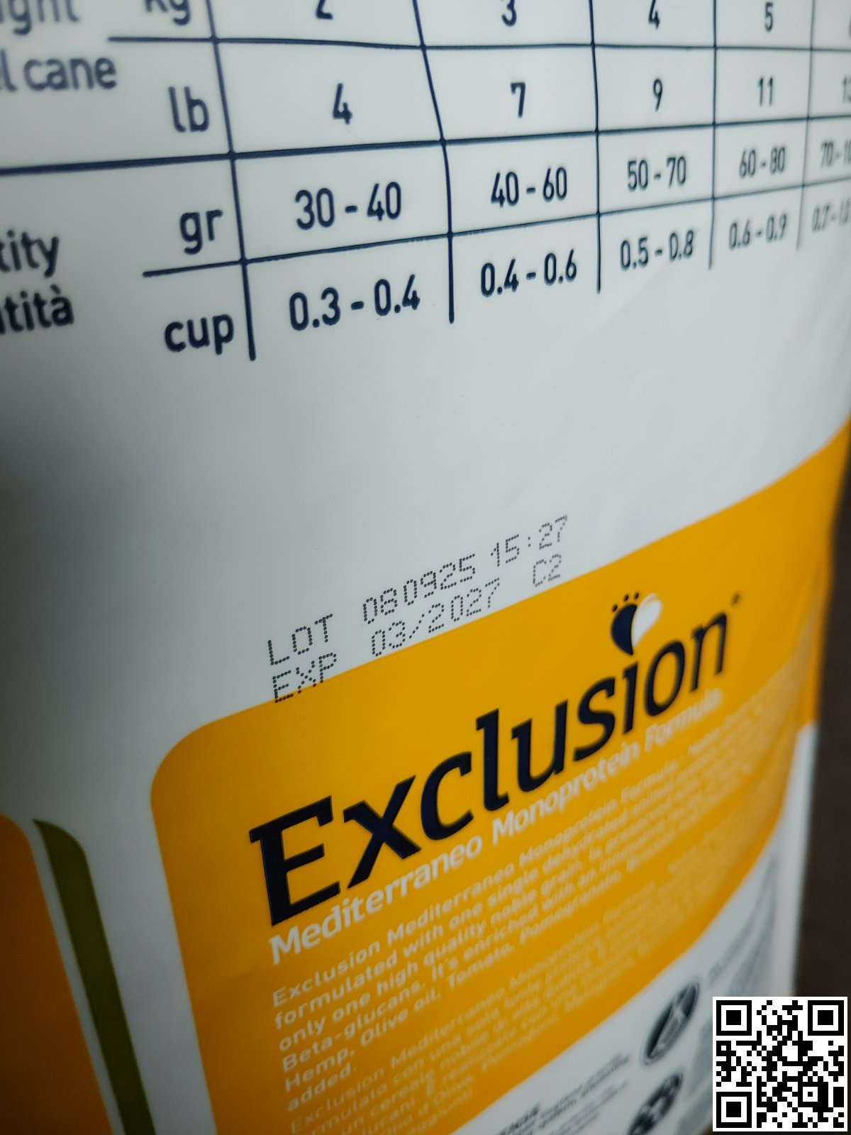 Фото строків придатності Exclusion Adult Beef Small Breed 7 кг | Сухий корм для дорослих собак дрібних порід з яловичиною, зроблене 2025-12-05