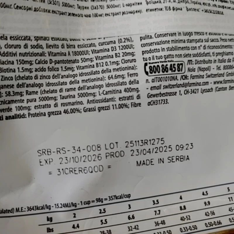 Фото строків придатності Farmina N&D Prime Cat Neutered Курка Гранат корм для стерилізованих котів 300 г, зроблене 2025-09-05