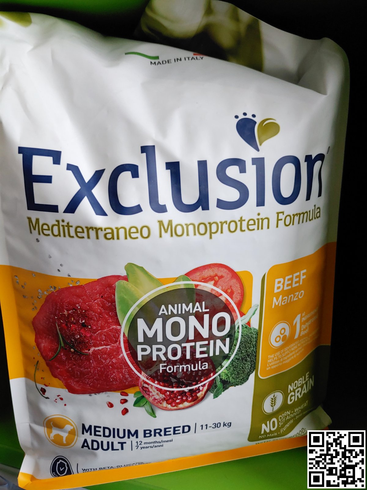 Фото поточного дизайну упаковки Exclusion Adult Beef Medium Breed 3 кг | Корм для дорослих собак середніх порід з яловичиною