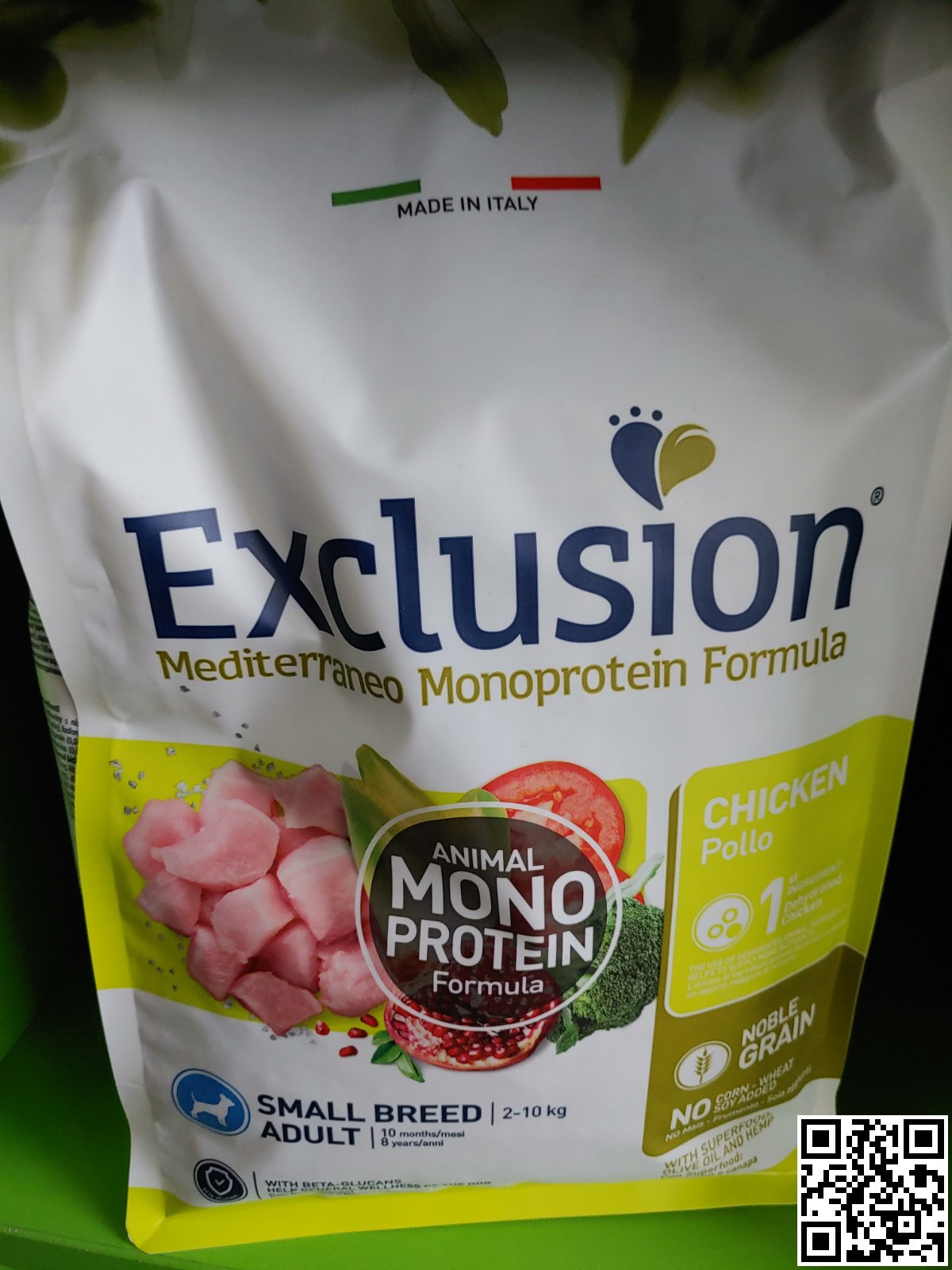 Фото поточного дизайну упаковки Exclusion Adult Chicken Small Breed 2 кг | Корм для дорослих собак дрібних порід з куркою