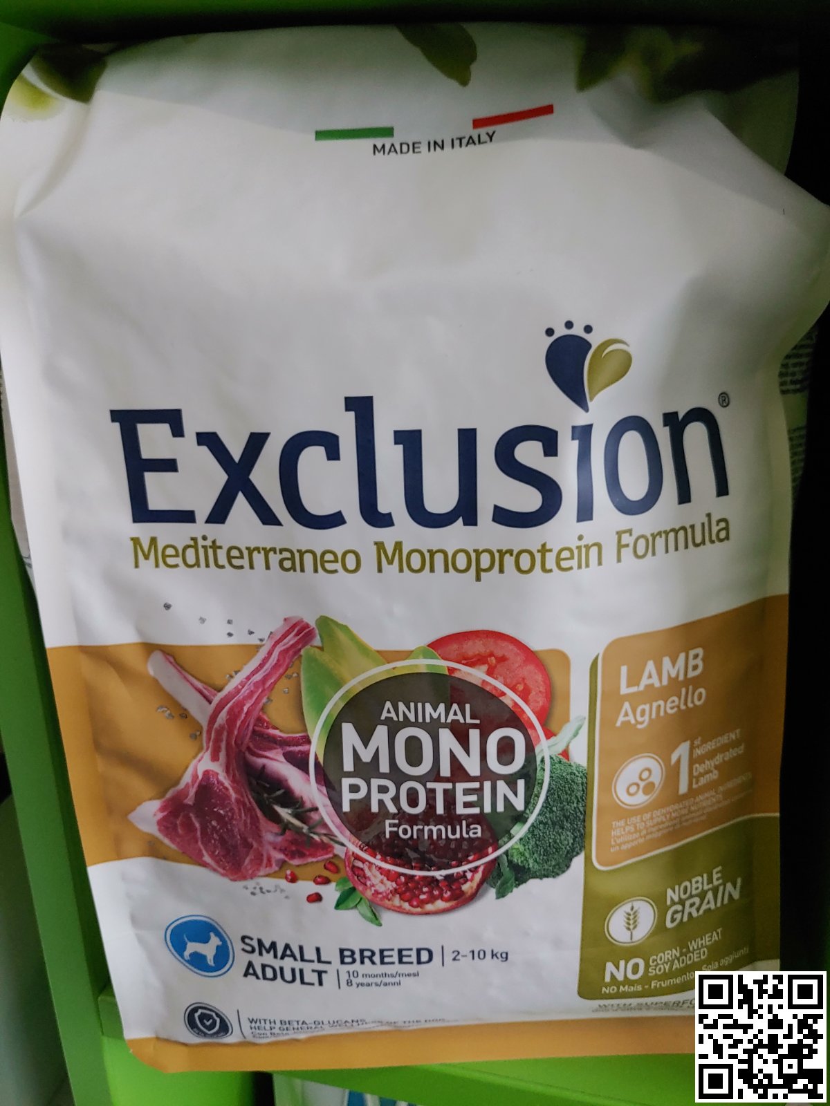 Фото поточного дизайну упаковки Exclusion Adult Lamb Small Breed 2 кг | Корм для дорослих собак дрібних порід з ягням